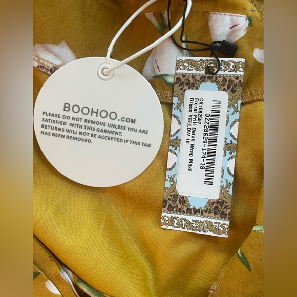 NEW Boohoo Yellow Maxi Wrap Dress with Ruffles - Picture 8 of 12